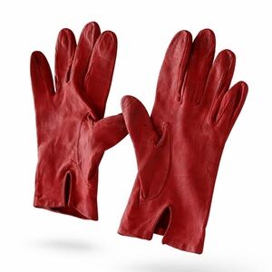 Full Grain Leather Vintage Vibrant Red   Women’s  Gloves , Sz 6.5